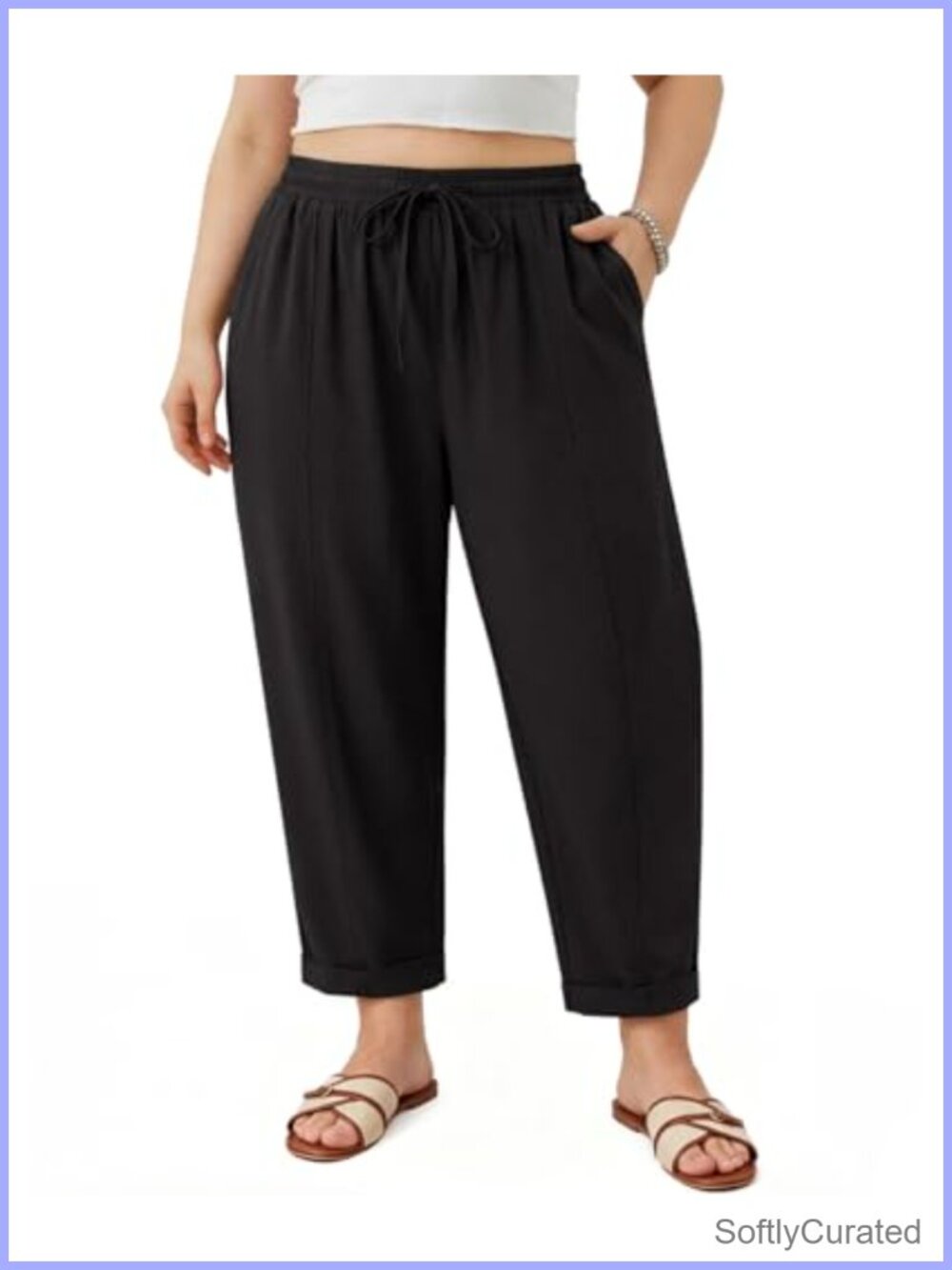 Plus Size Wide Leg Palazzo Harem Pants Drawstring Beach Lounge Trousers